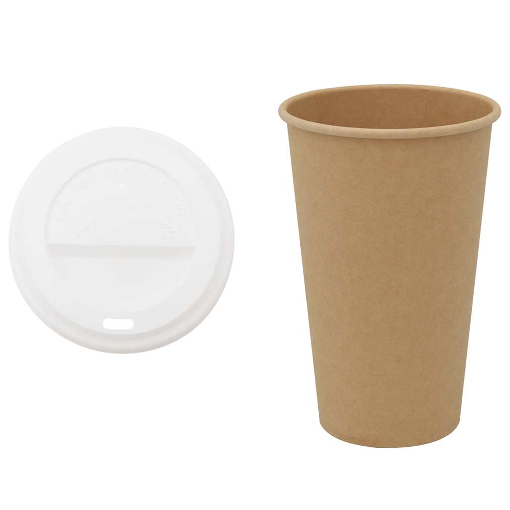 Papir kaffekopper med lokk 1000 stk 16oz 400 ml