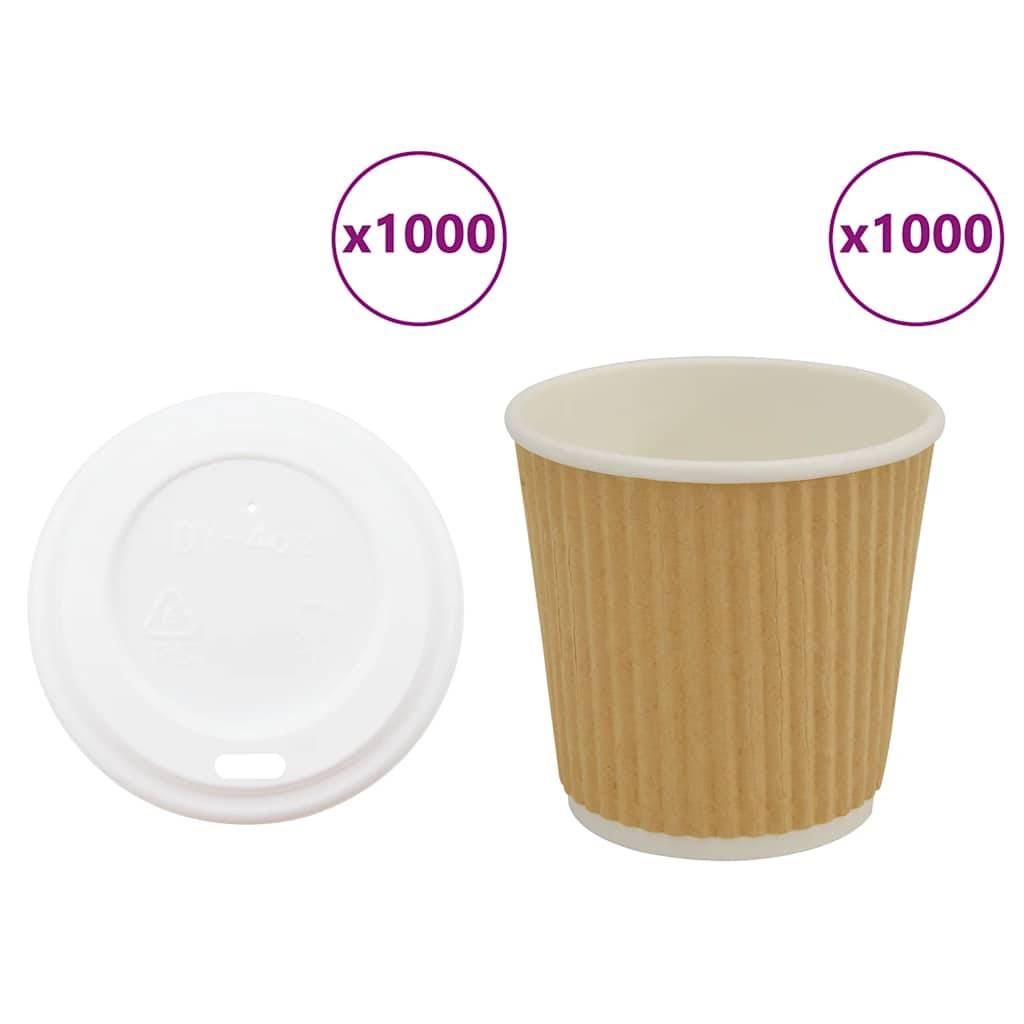 Papir kaffekopper med lokk 1000 stk 4oz 100 ml
