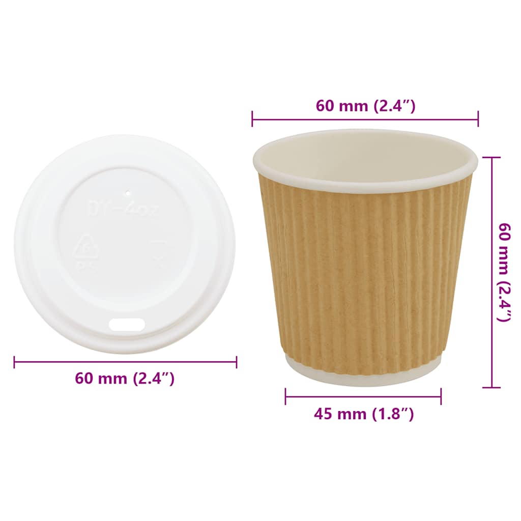 Papir kaffekopper med lokk 1000 stk 4oz 100 ml