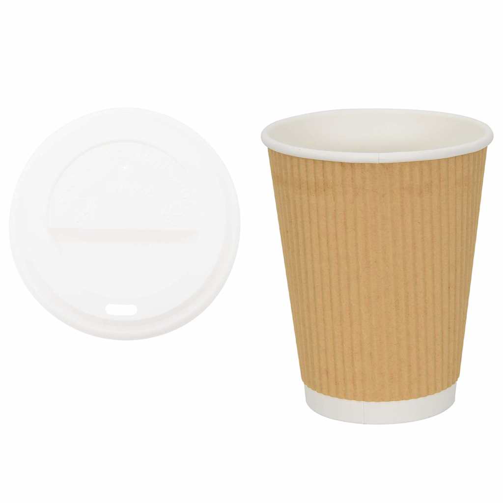 Papir kaffekopper med lokk 1000 stk 12oz 300 ml vidaXL