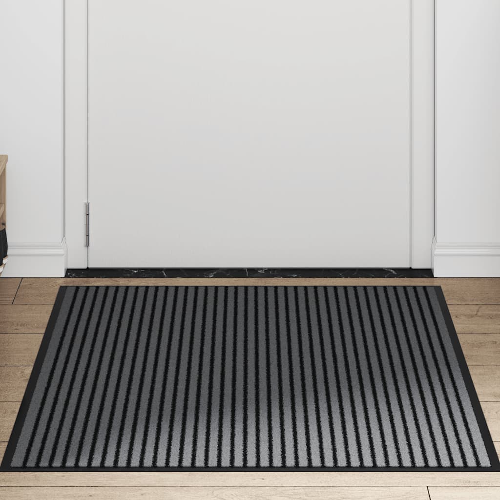 Dørmatte Stripe Svart og Grå 90x150 cm