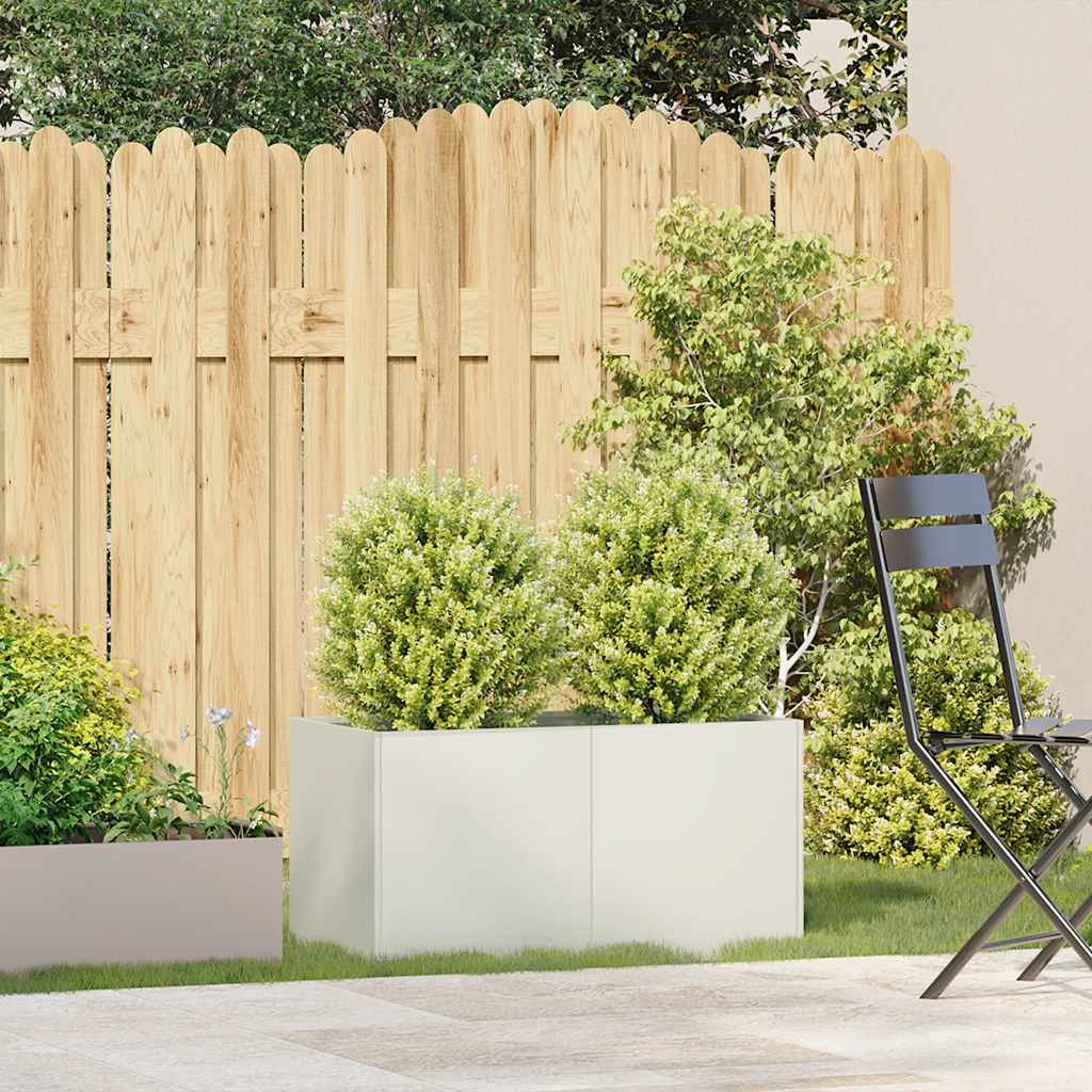 Plantekasse hvit 80x40x40 cm kaldvalset stål