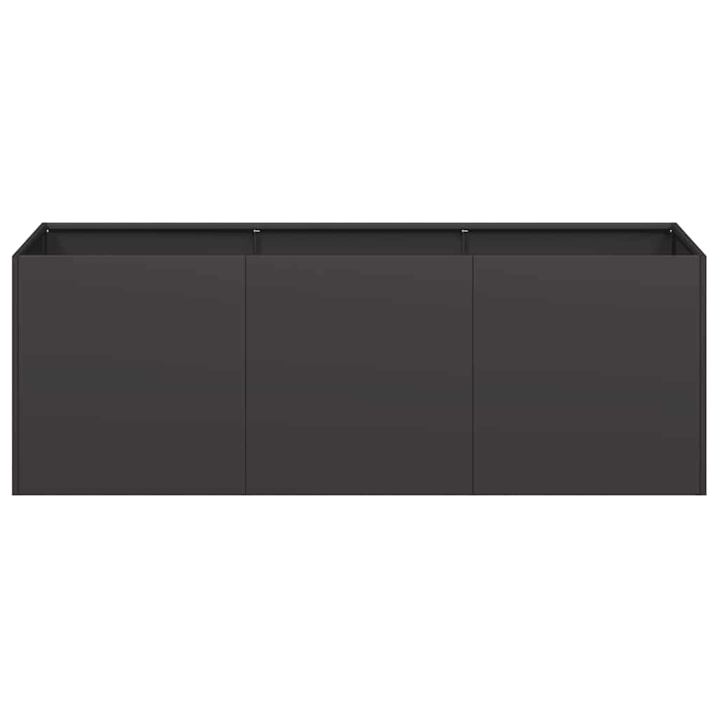 Blomsterkasse svart 120x40x40 cm kaldvalset stål
