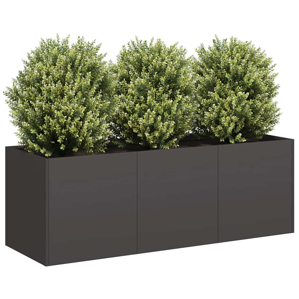 Blomsterkasse svart 120x40x40 cm kaldvalset stål