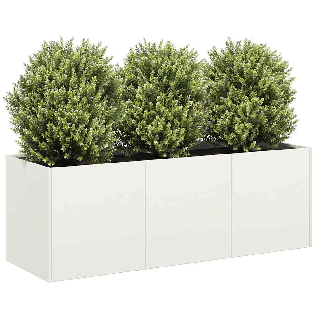 Plantekasse hvit 120x40x40 cm kaldvalset stål