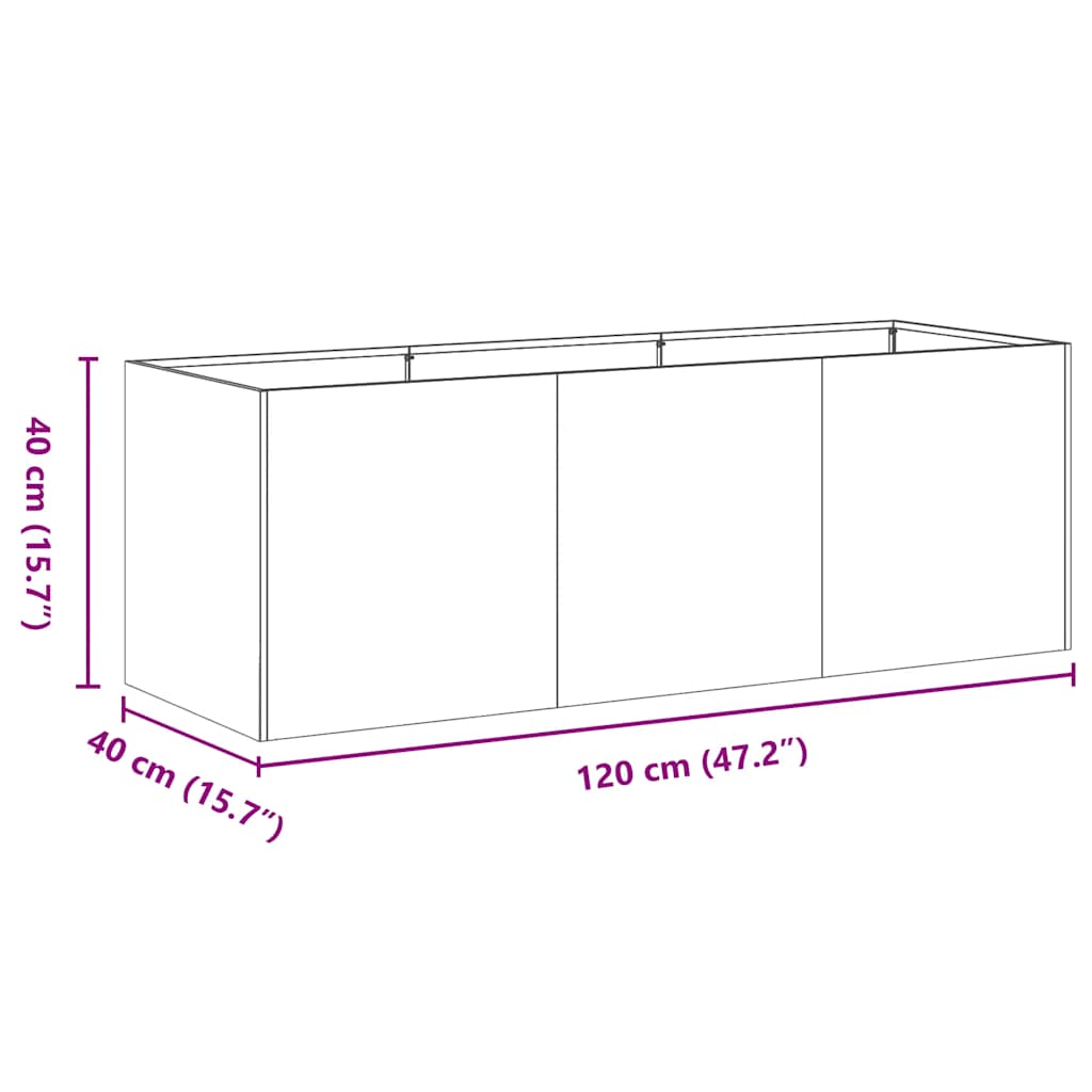 Plantekasse 120x40x40 cm galvanisert stål