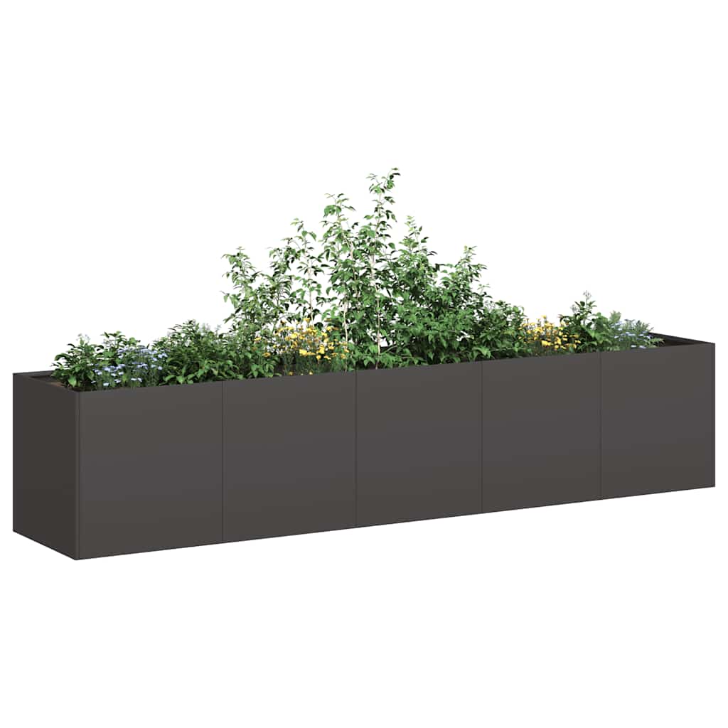 Blomsterkasse svart 200x40x40 cm kaldvalset stål