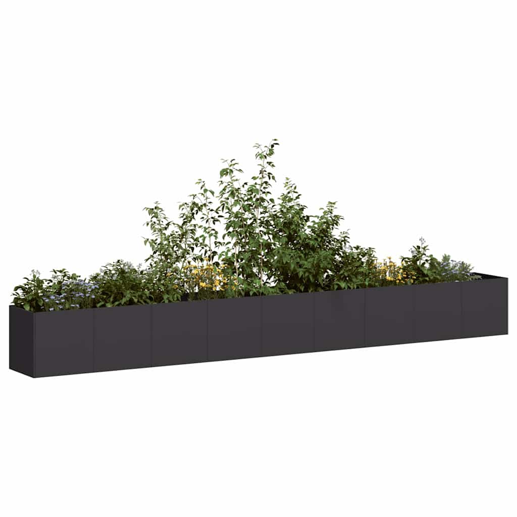 Plantekasse svart 360x40x40 cm kaldvalset stål