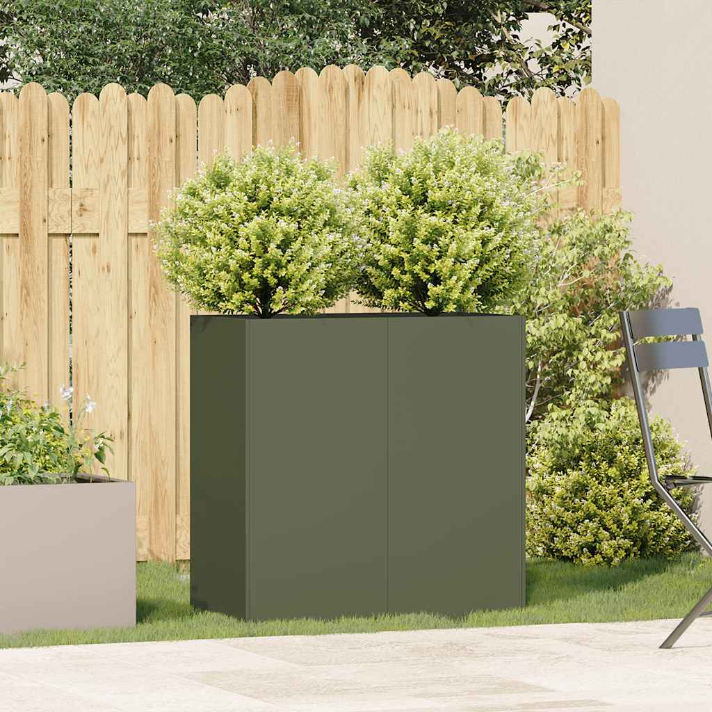 Plantekasse olivengrønn 80x40x80 cm kaldvalset stål