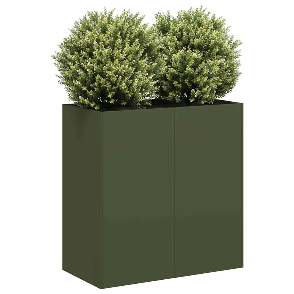 Plantekasse olivengrønn 80x40x80 cm kaldvalset stål