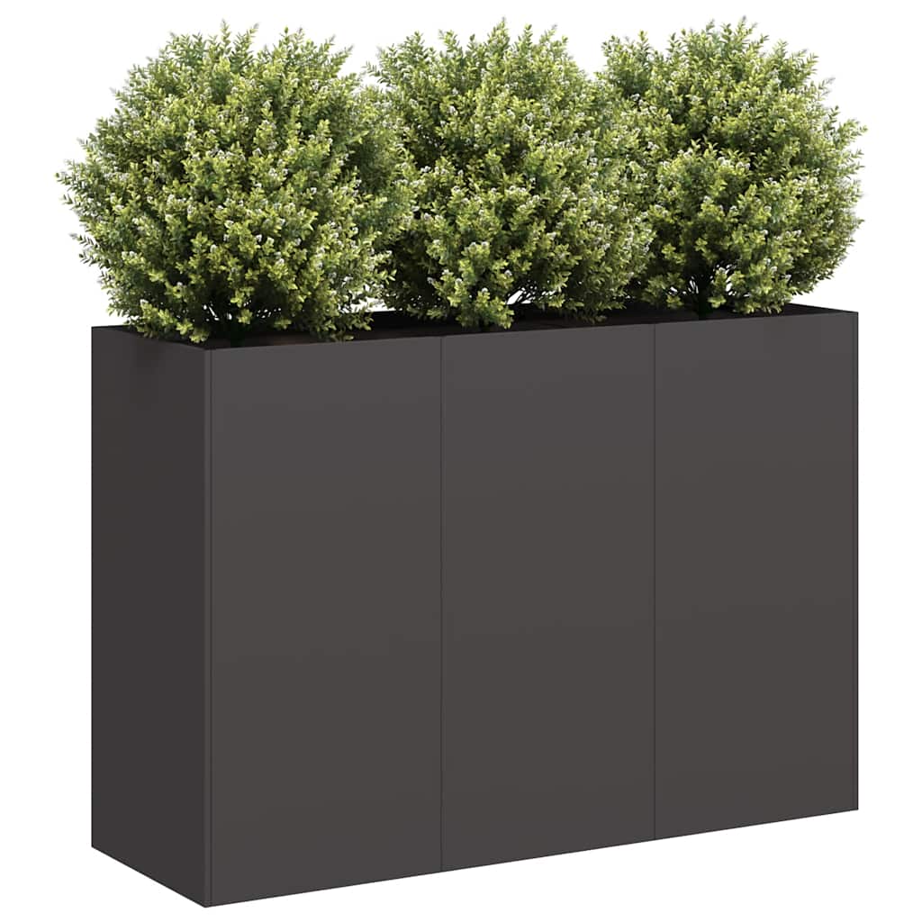 Blomsterkasse svart 120x40x80 cm kaldvalset stål