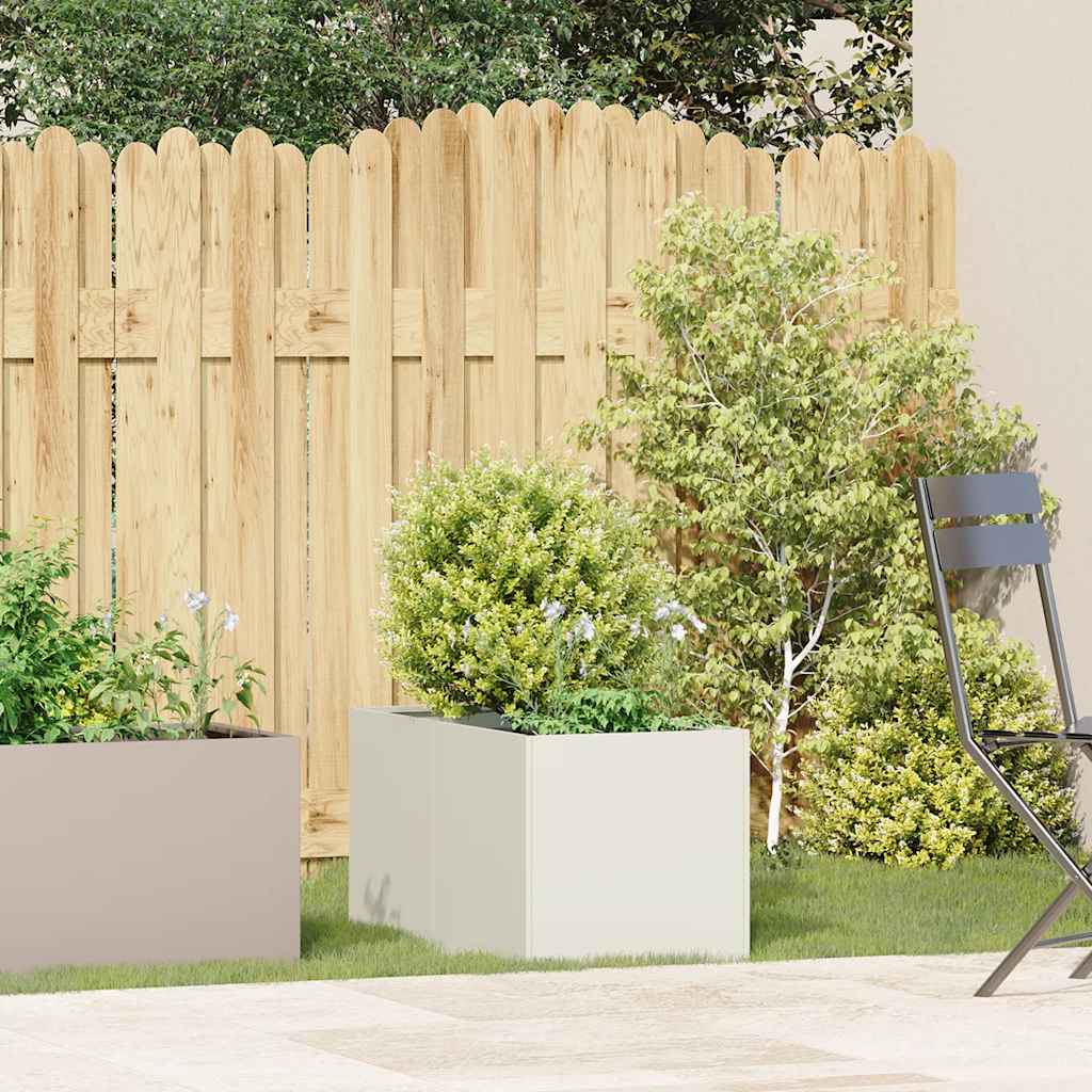 Plantekasse hvit 40x80x40 cm kaldvalset stål vidaXL