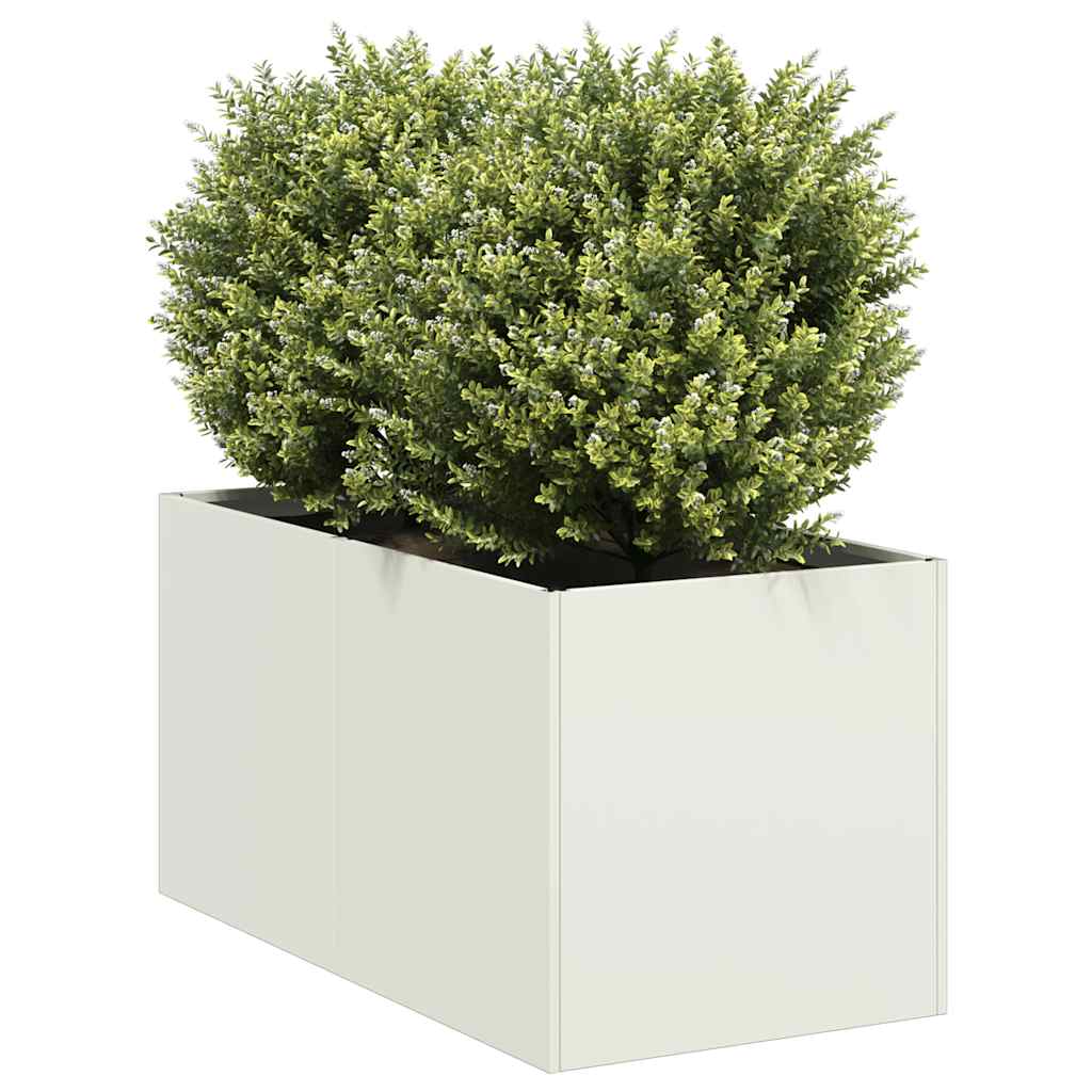 Plantekasse hvit 40x80x40 cm kaldvalset stål vidaXL