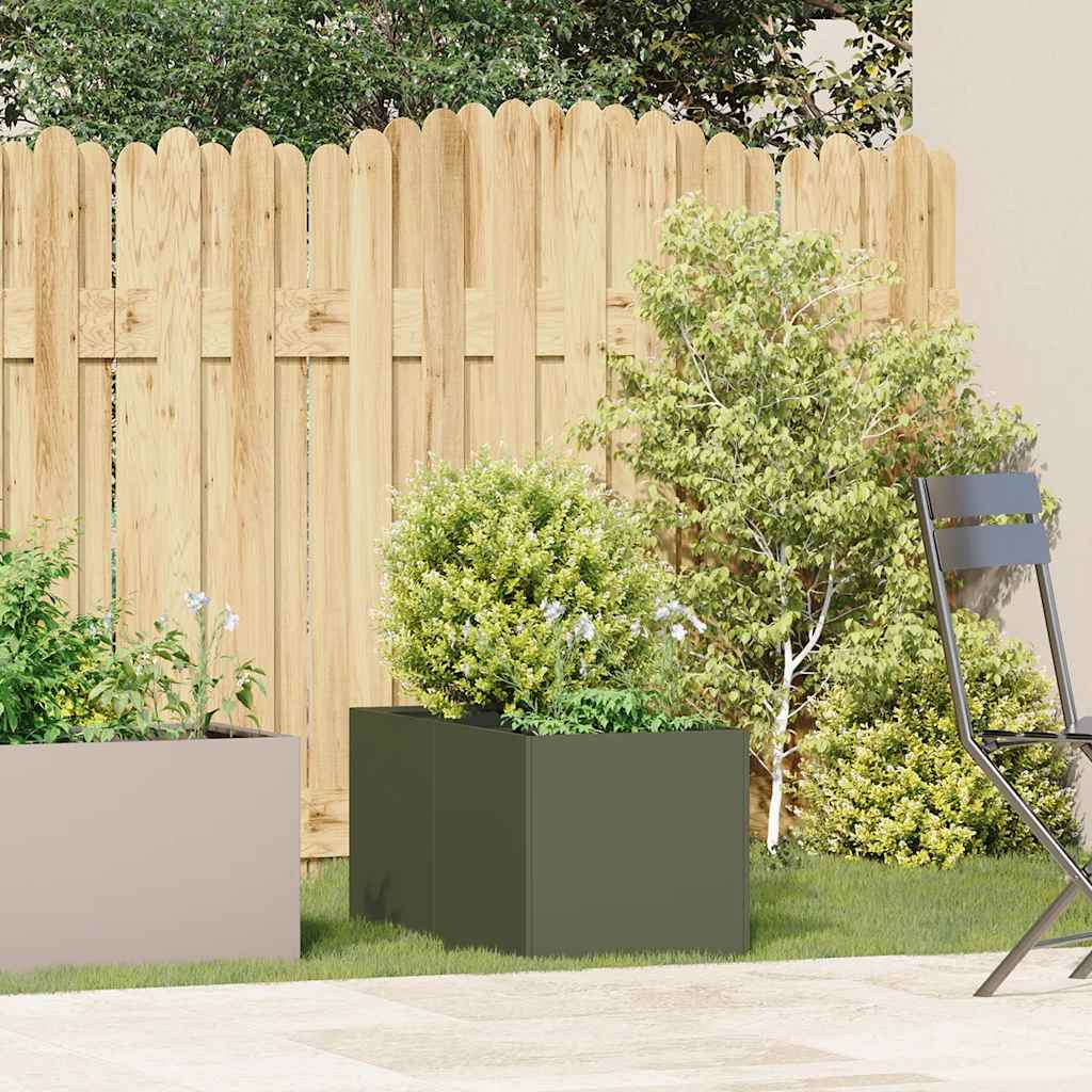 Plantekasse olivengrønn 40x80x40 cm kaldvalset stål