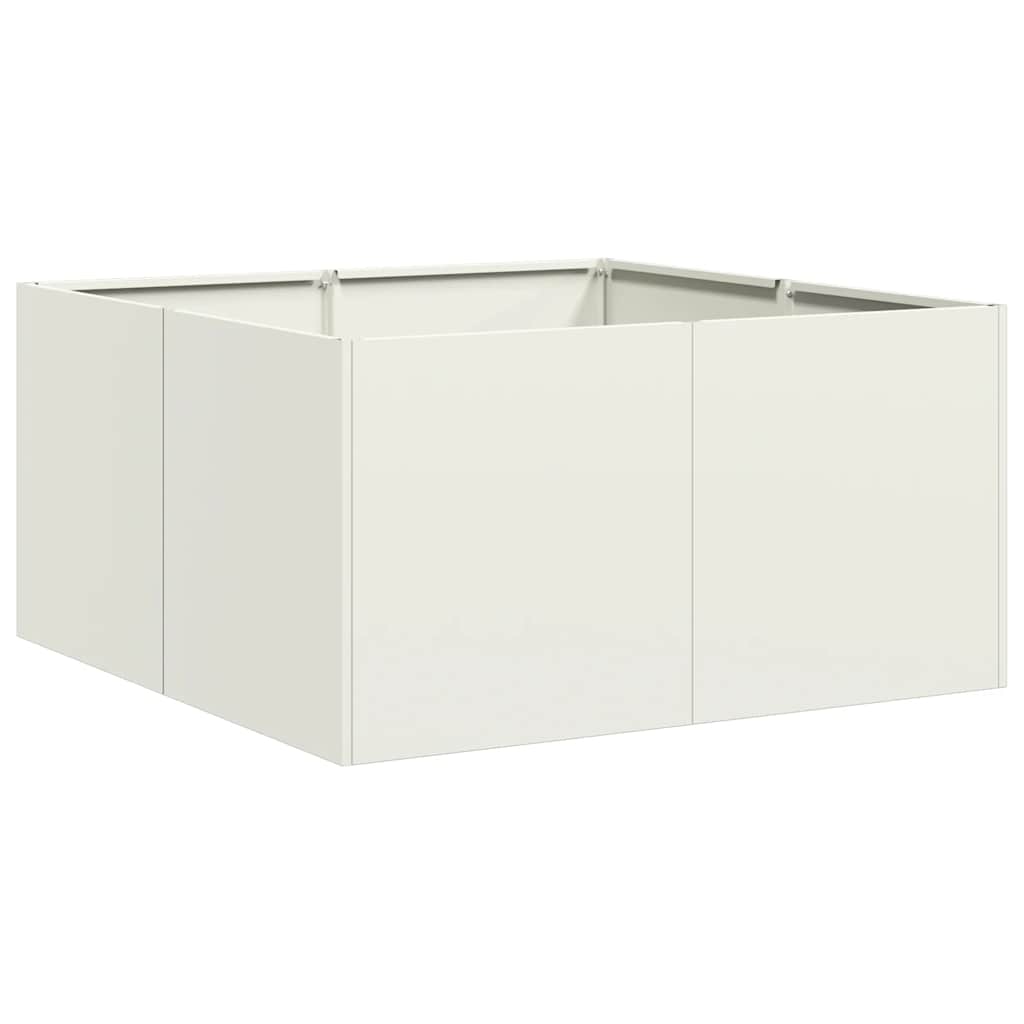 Plantekasse hvit 80x80x40 cm kaldvalset stål