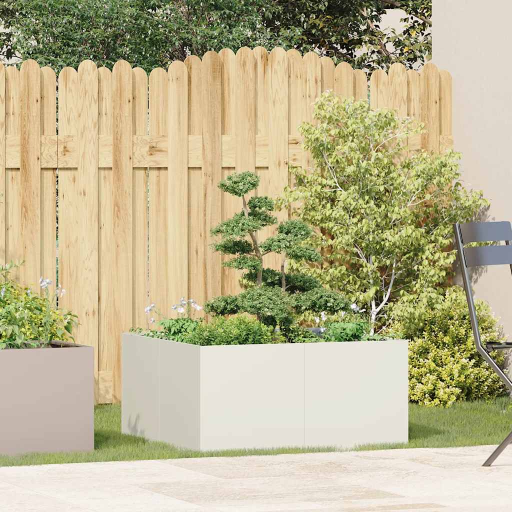 Plantekasse hvit 80x80x40 cm kaldvalset stål