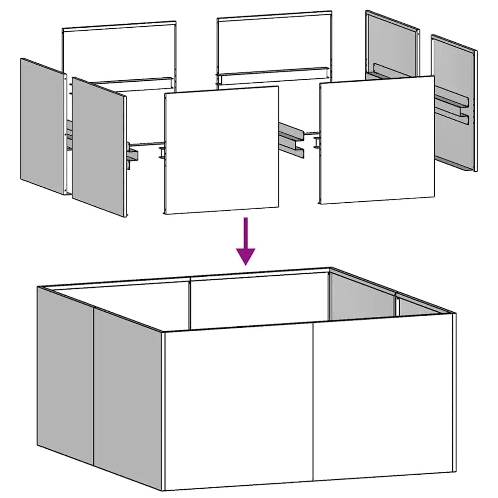 Plantekasse hvit 80x80x40 cm kaldvalset stål