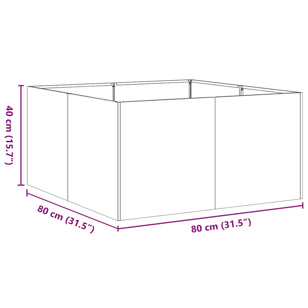 Plantekasse hvit 80x80x40 cm kaldvalset stål