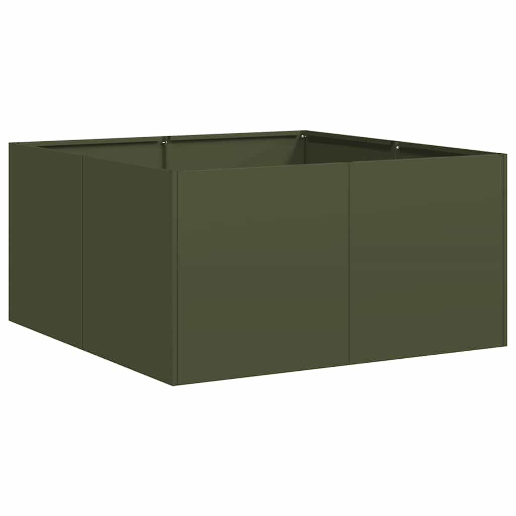 Plantekasse olivengrønn 80x80x40 cm kaldvalset stål