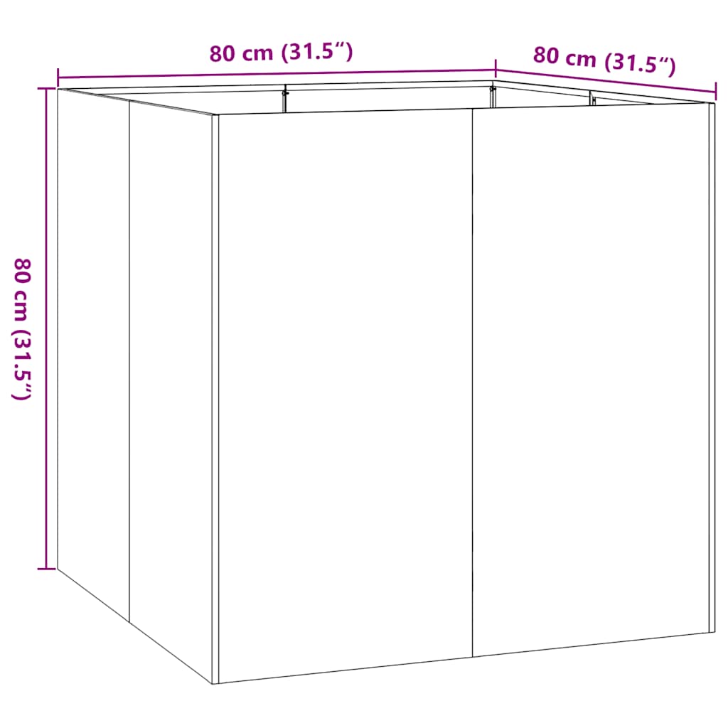 Plantekasse 80x80x80 cm rustfritt stål