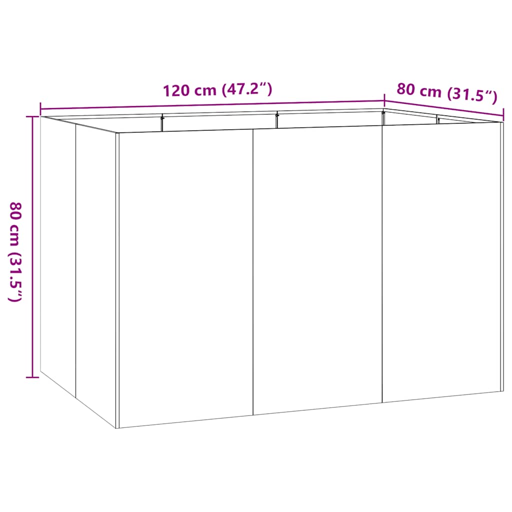 Plantekasse hvit 120x80x80 cm stål