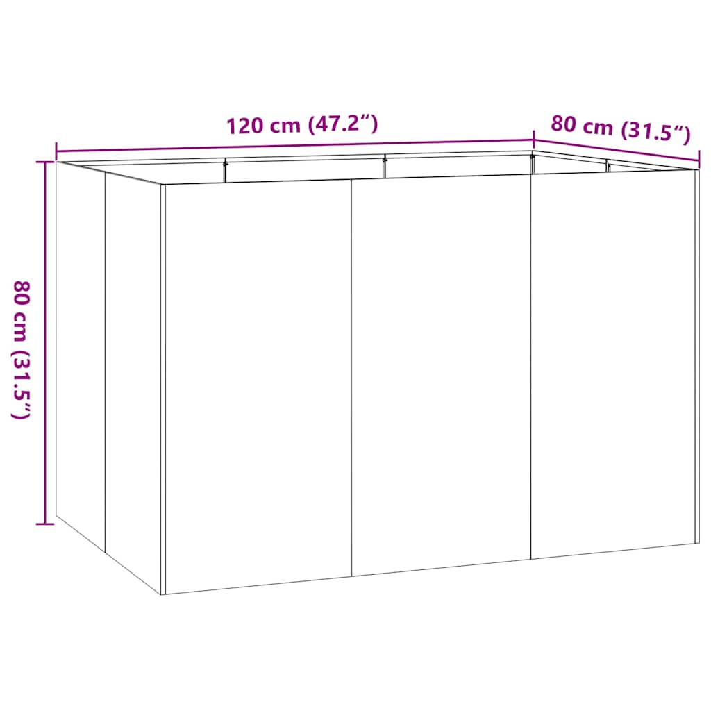 Plantekasse antrasitt 120x80x80 cm stål