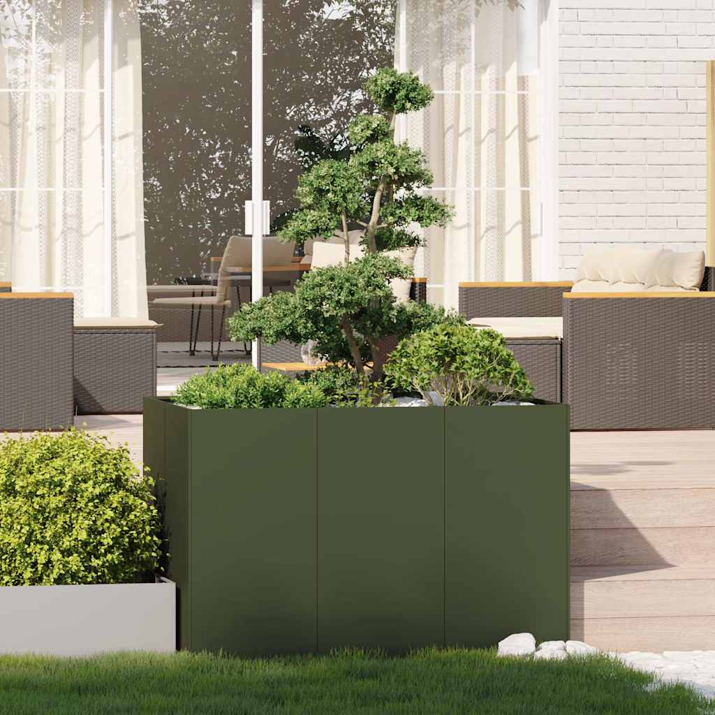 Plantekasse olivengrønn 120x80x80 cm stål