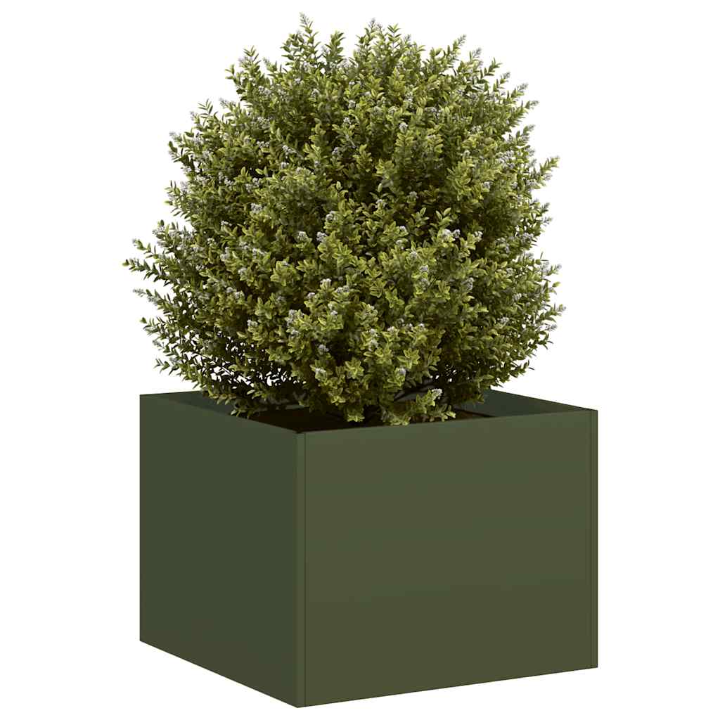 Plantekasse olivengrønn 40x40x30 cm stål
