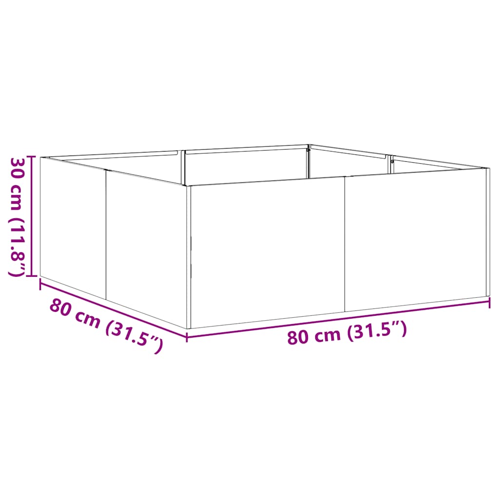 Plantekasse hvit 80x80x30 cm stål
