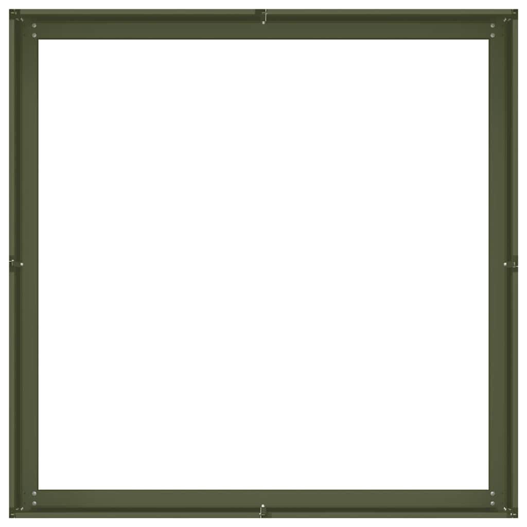 Plantekasse olivengrønn 100x100x30 cm stål
