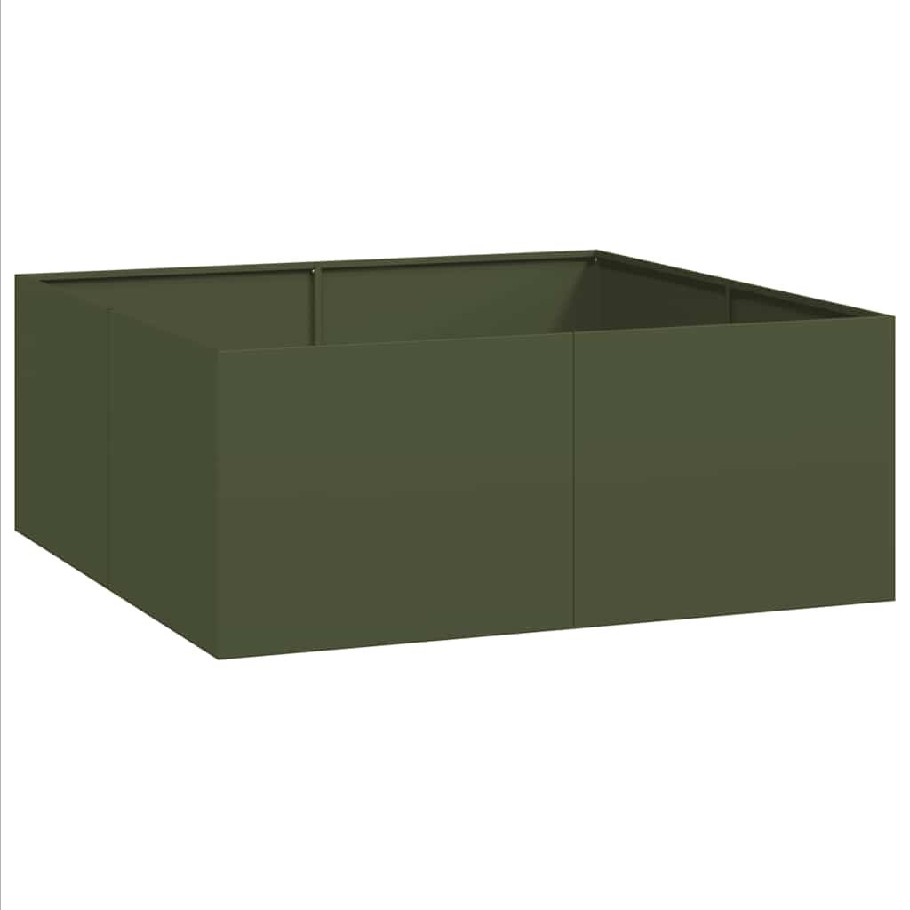 Plantekasse olivengrønn 100x100x40 cm stål