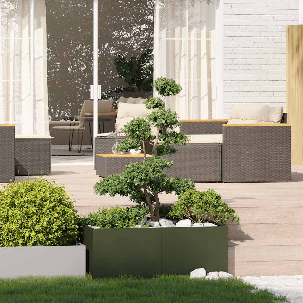 Plantekasse olivengrønn 100x100x40 cm stål
