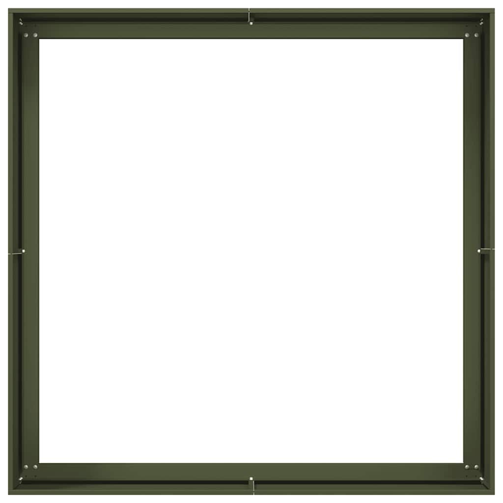 Plantekasse olivengrønn 100x100x40 cm stål