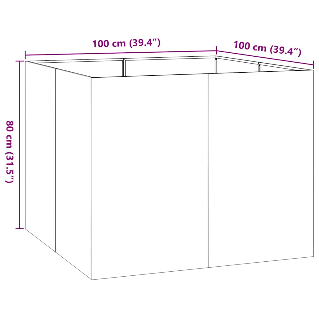 Plantekasse hvit 100x100x80 cm stål