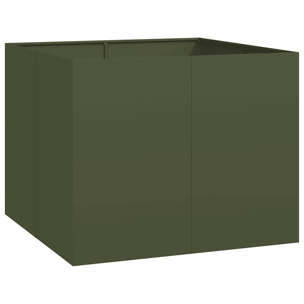 Plantekasse olivengrønn 100x100x80 cm stål