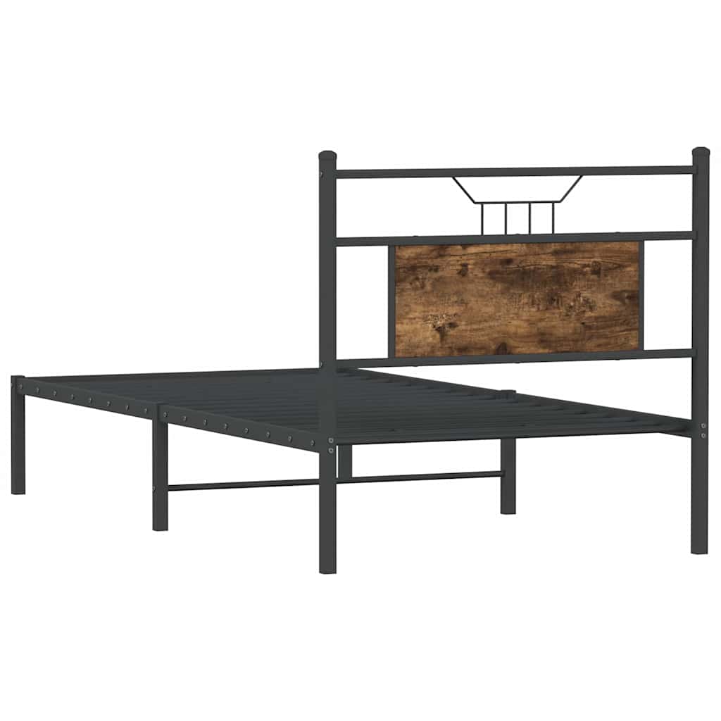 Sengeramme uten madrass røkt eik 80x200 cm konstruert tre