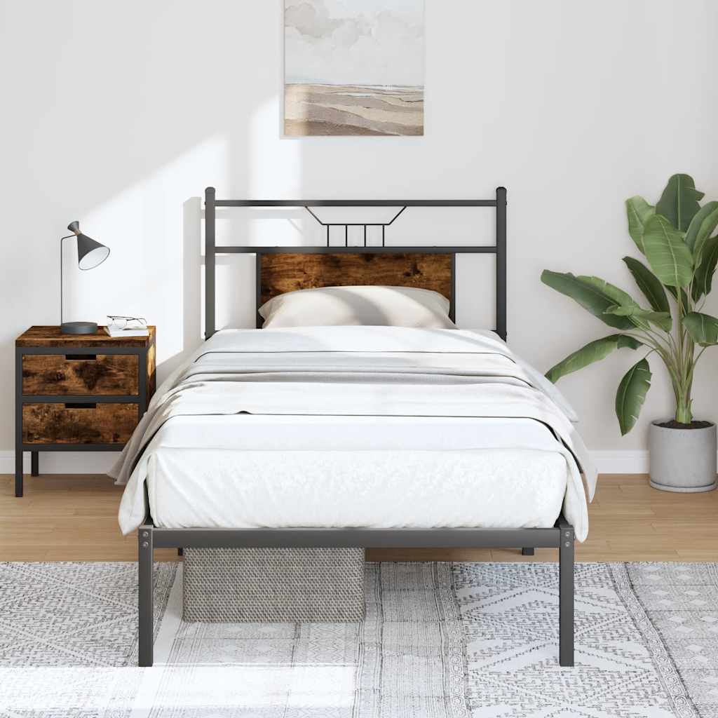 Sengeramme uten madrass røkt eik 90x190 cm konstruert tre