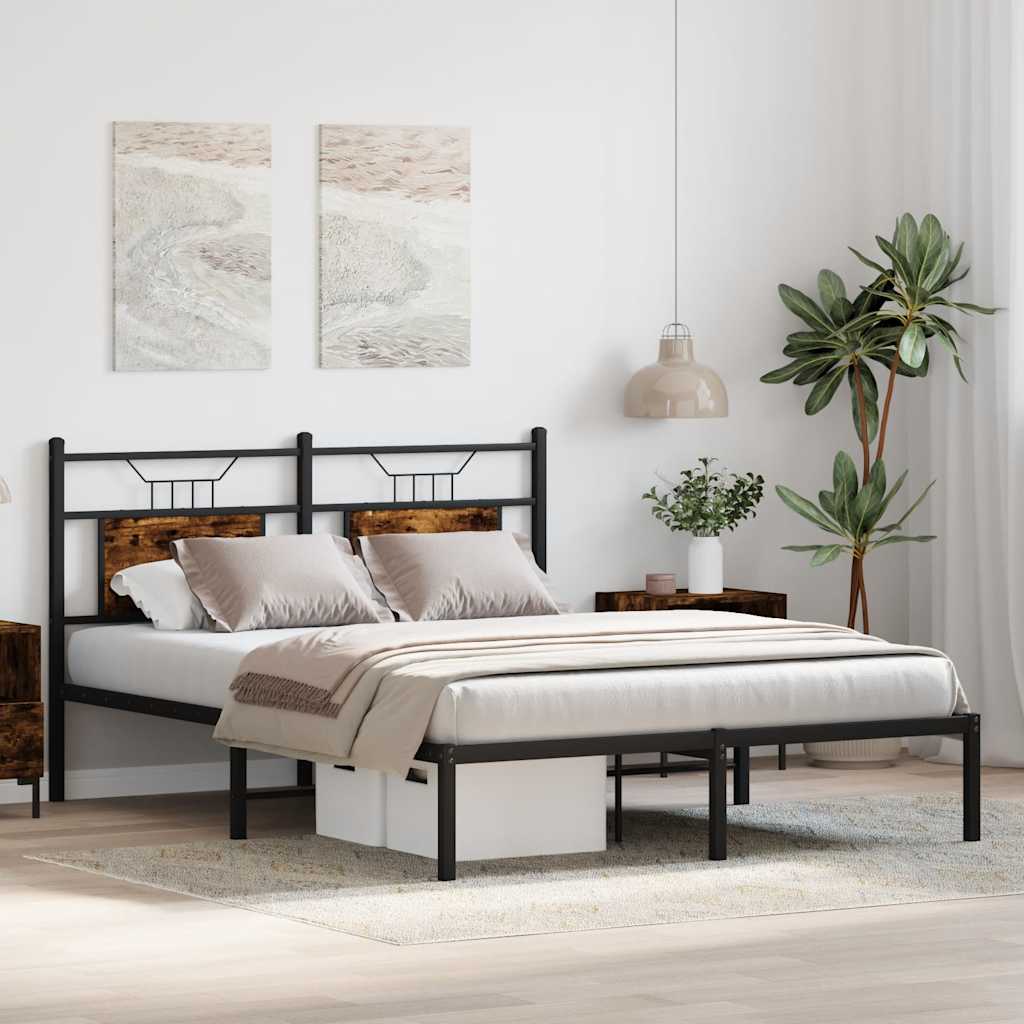 Sengeramme uten madrass røkt eik 140x190 cm konstruert tre