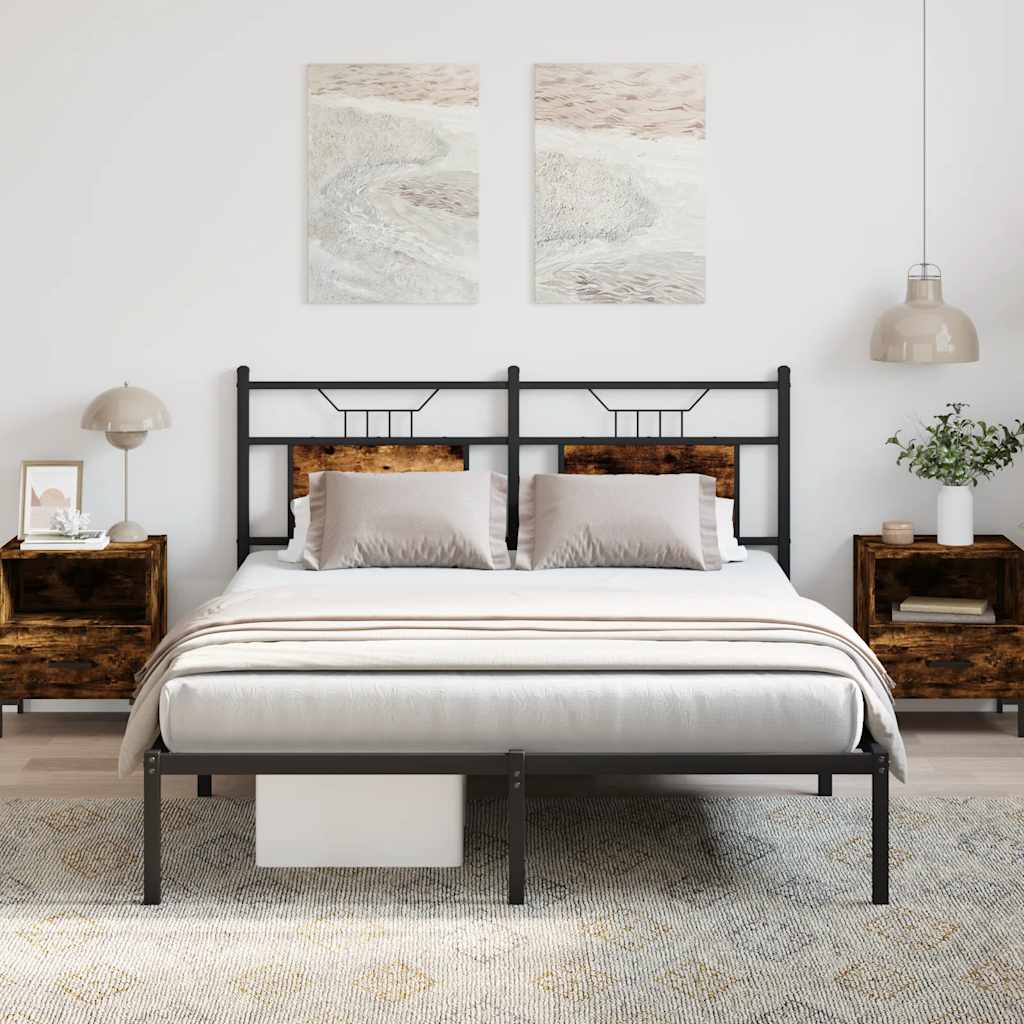 Sengeramme uten madrass røkt eik 140x190 cm konstruert tre