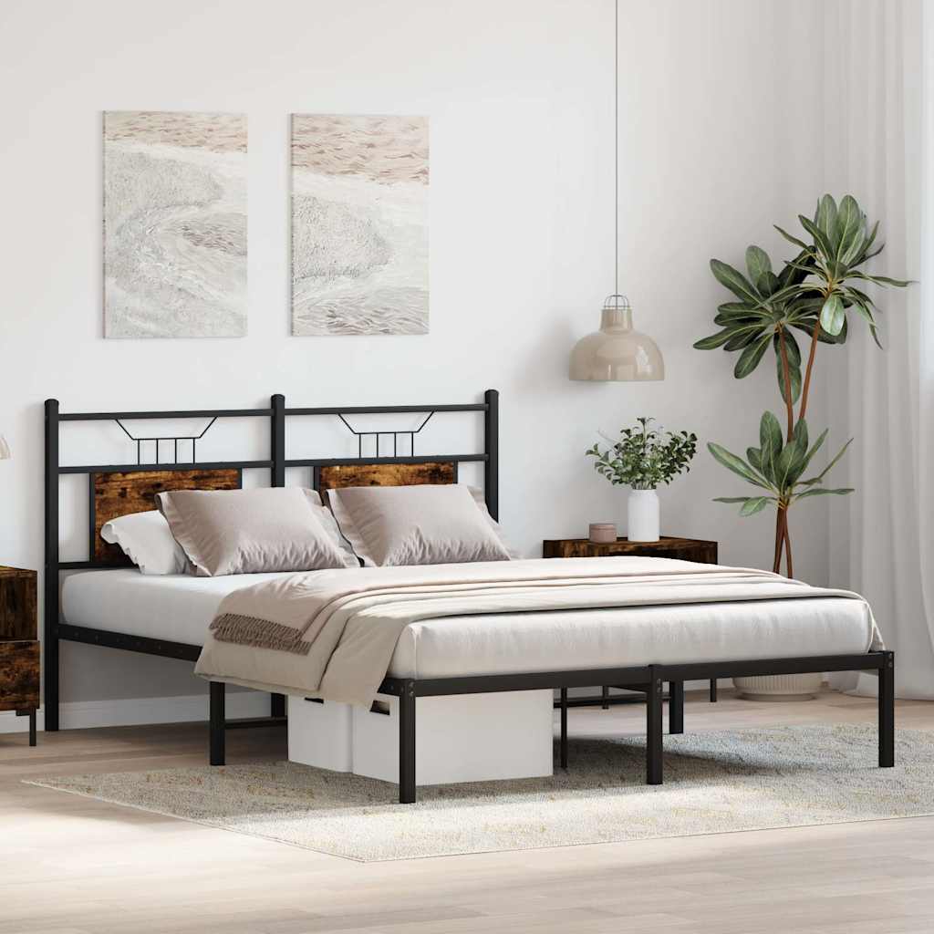 Sengeramme uten madrass røkt eik 140x200 cm konstruert tre
