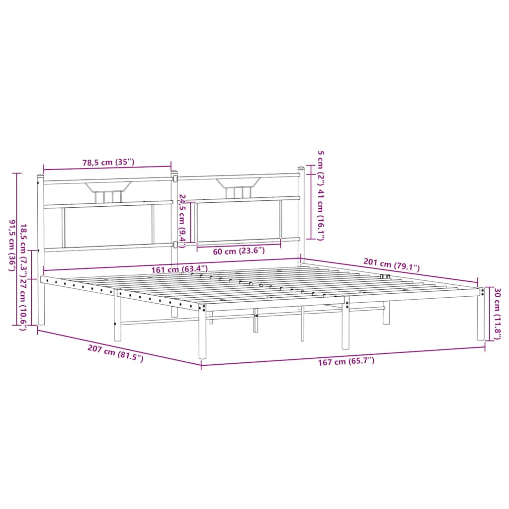 Sengeramme uten madrass røkt eik 160x200 cm konstruert tre