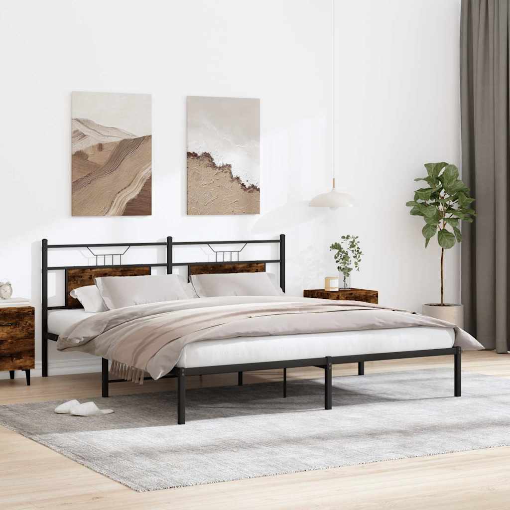 Sengeramme uten madrass røkt eik 183x203 cm konstruert tre