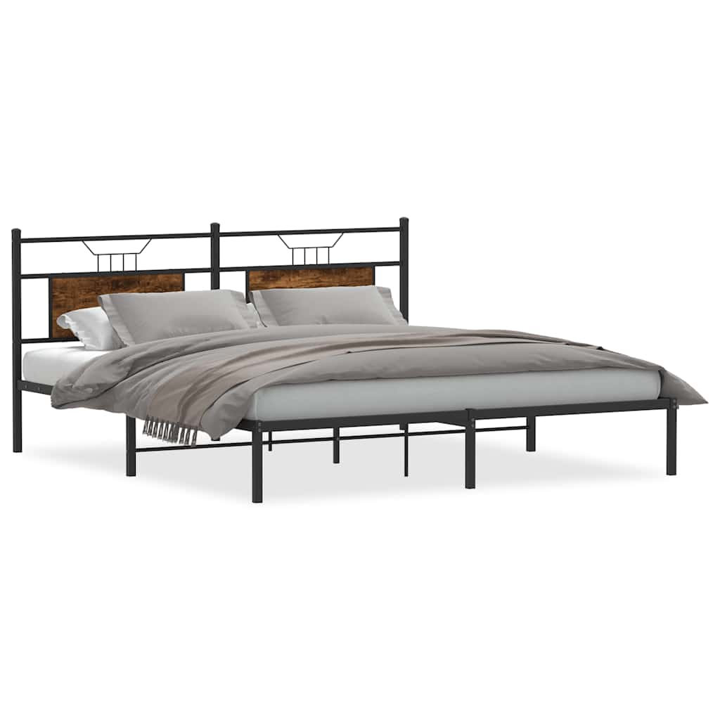 Sengeramme uten madrass røkt eik 183x213 cm konstruert tre