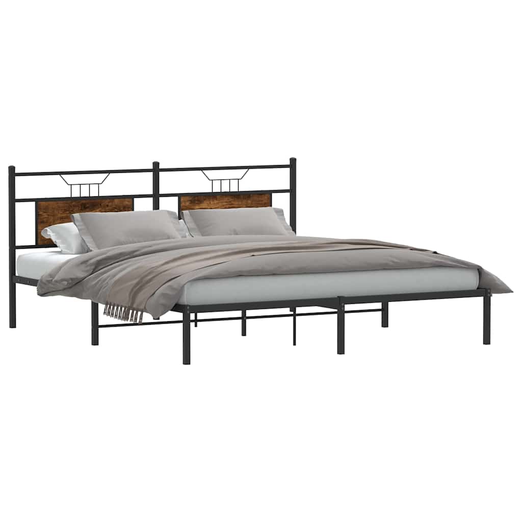 Sengeramme uten madrass røkt eik 183x213 cm konstruert tre