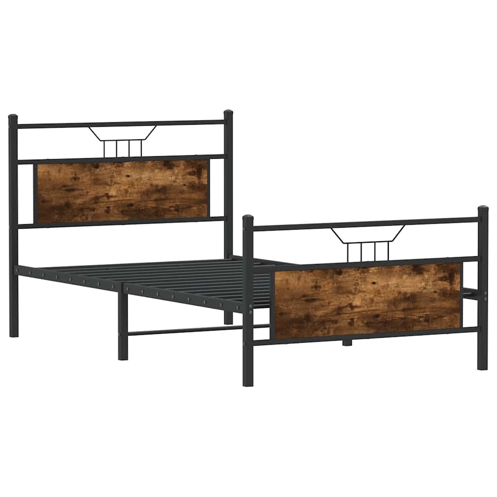 Sengeramme uten madrass røkt eik 100x190 cm konstruert tre