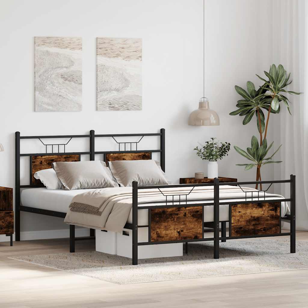 Sengeramme uten madrass røkt eik 137x190 cm konstruert tre