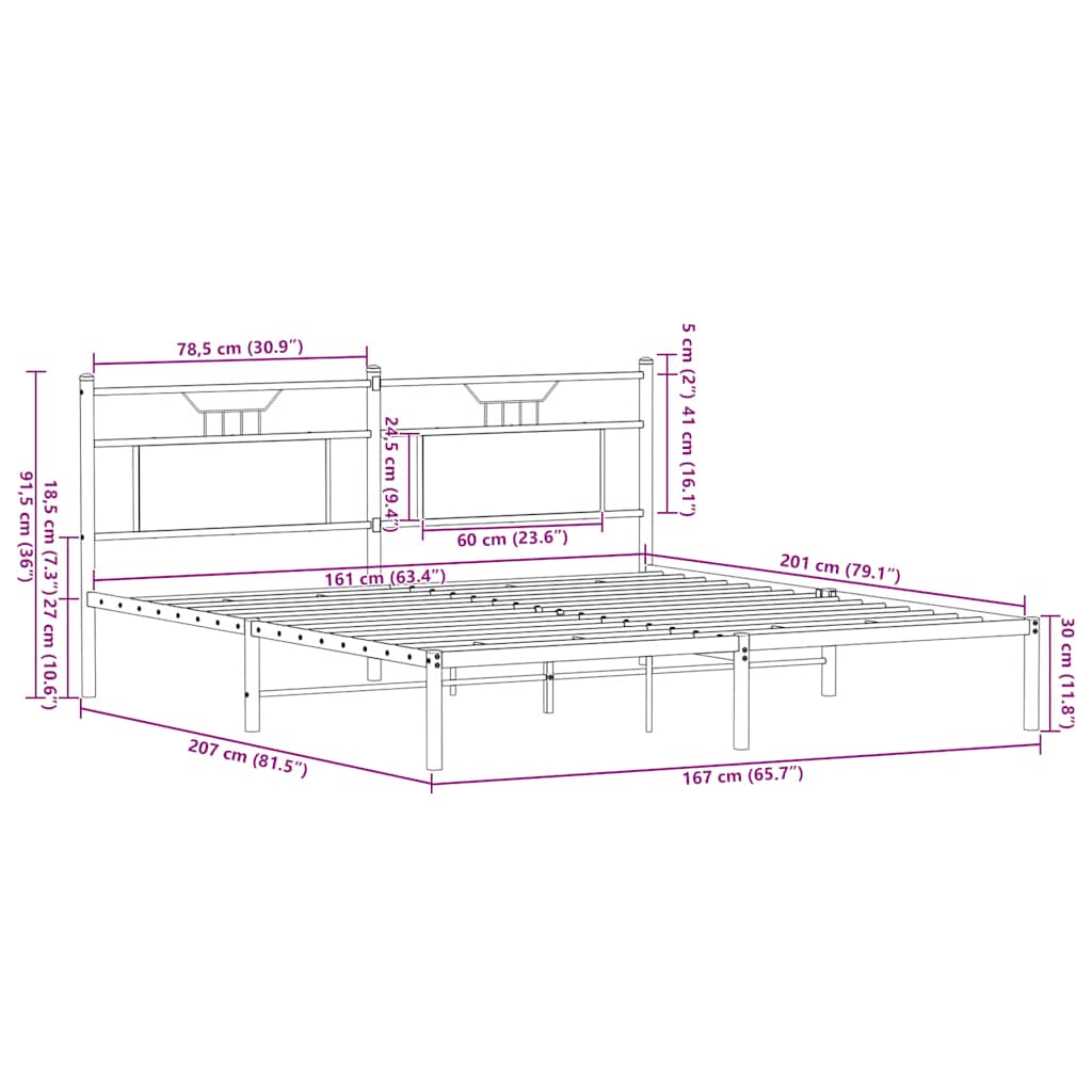 Sengeramme uten madrass sonoma eik 160x200 cm konstruert tre