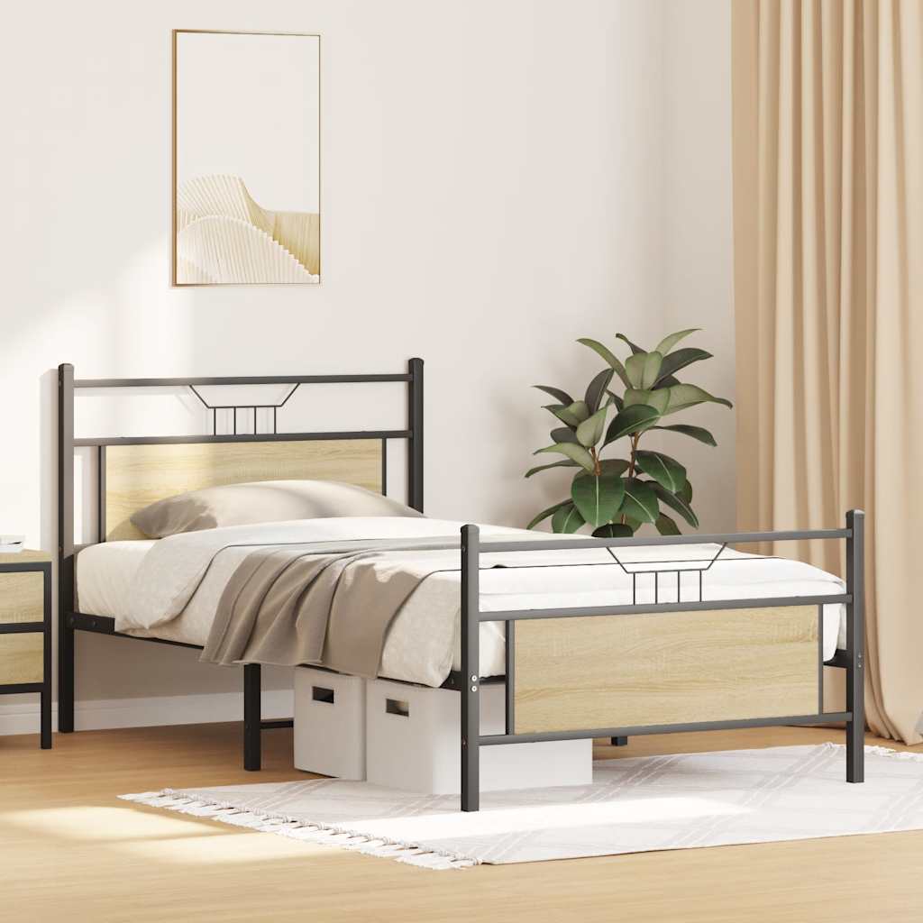 Sengeramme uten madrass sonoma eik 107x203 cm konstruert tre
