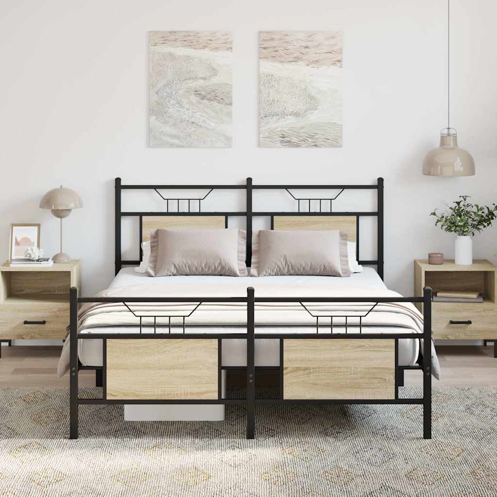 Sengeramme uten madrass sonoma eik 137x190 cm konstruert tre