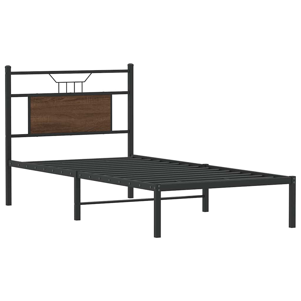 Sengeramme uten madrass brun eik 75x190 cm konstruert tre